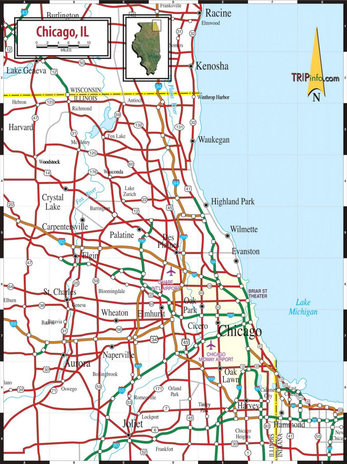 नक्शे के शिकागो आईएल