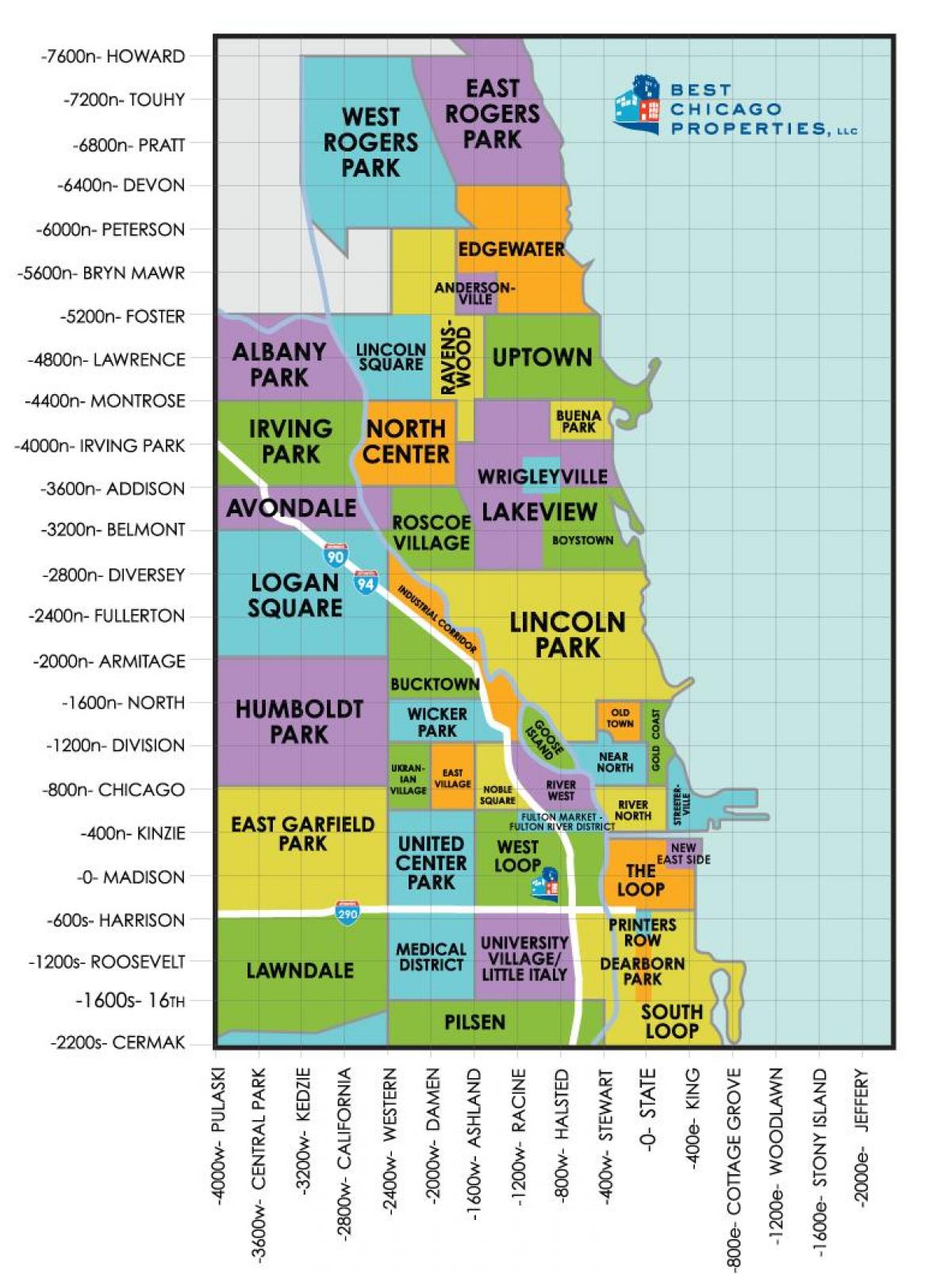 पड़ोस में शिकागो के नक्शे