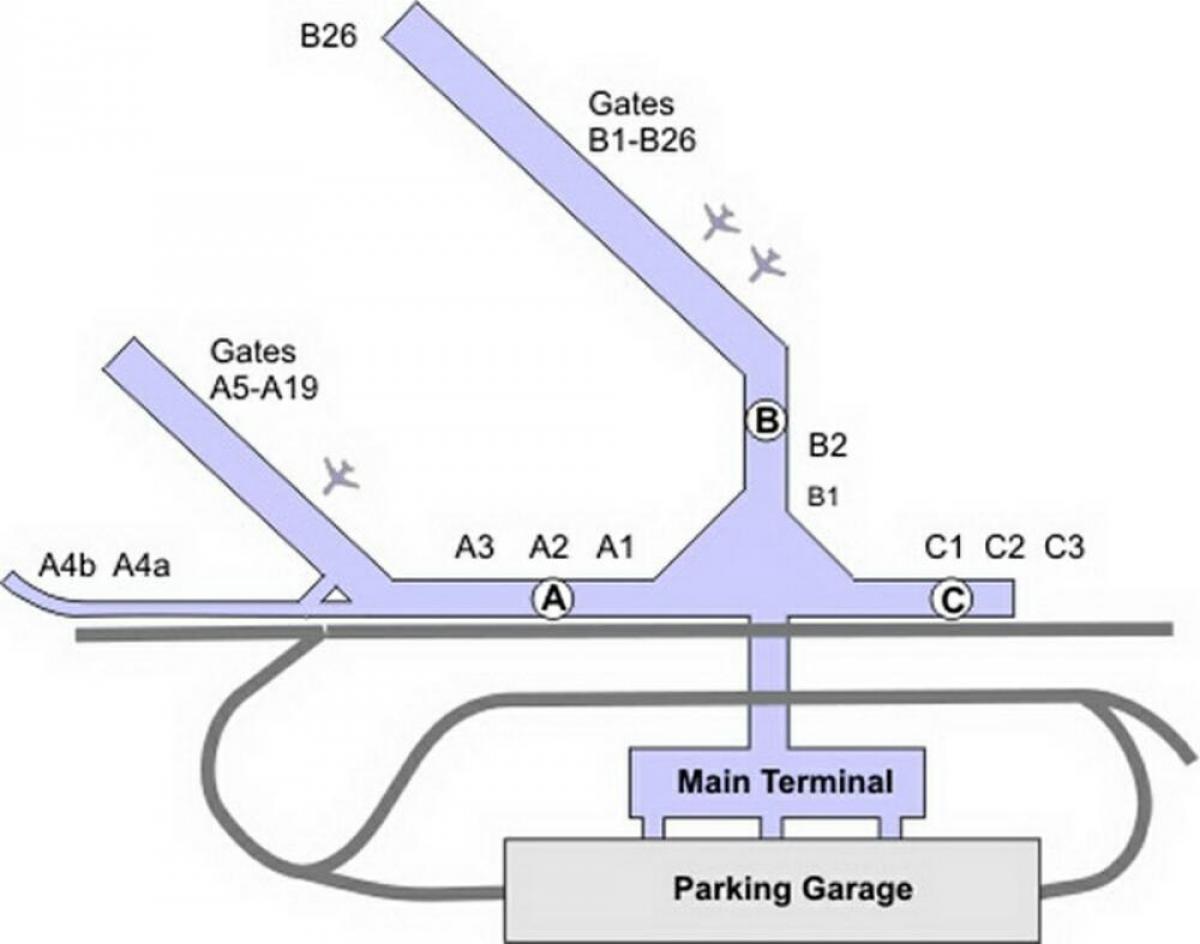 mdw हवाई अड्डे का नक्शा