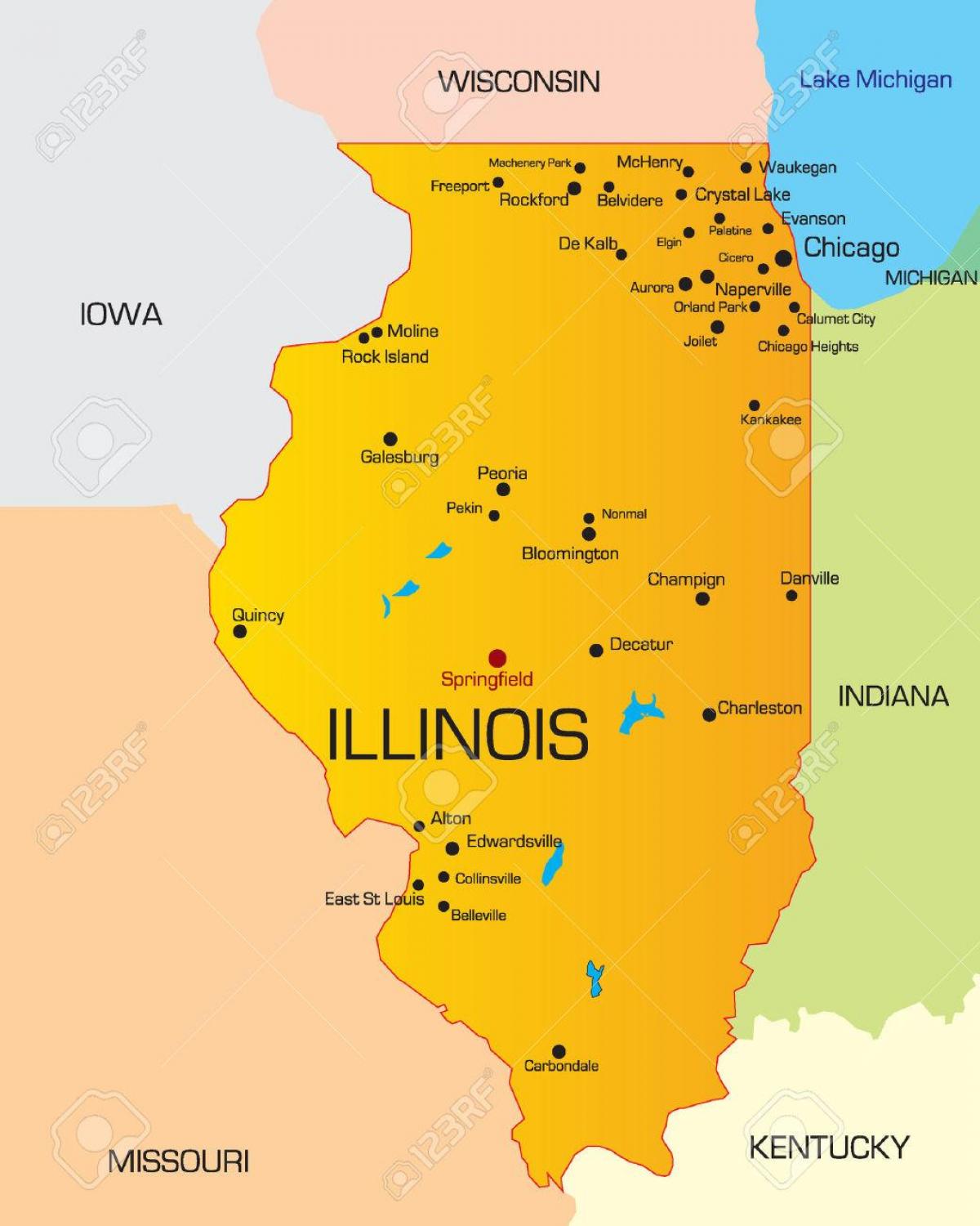 शिकागो राज्य का नक्शा