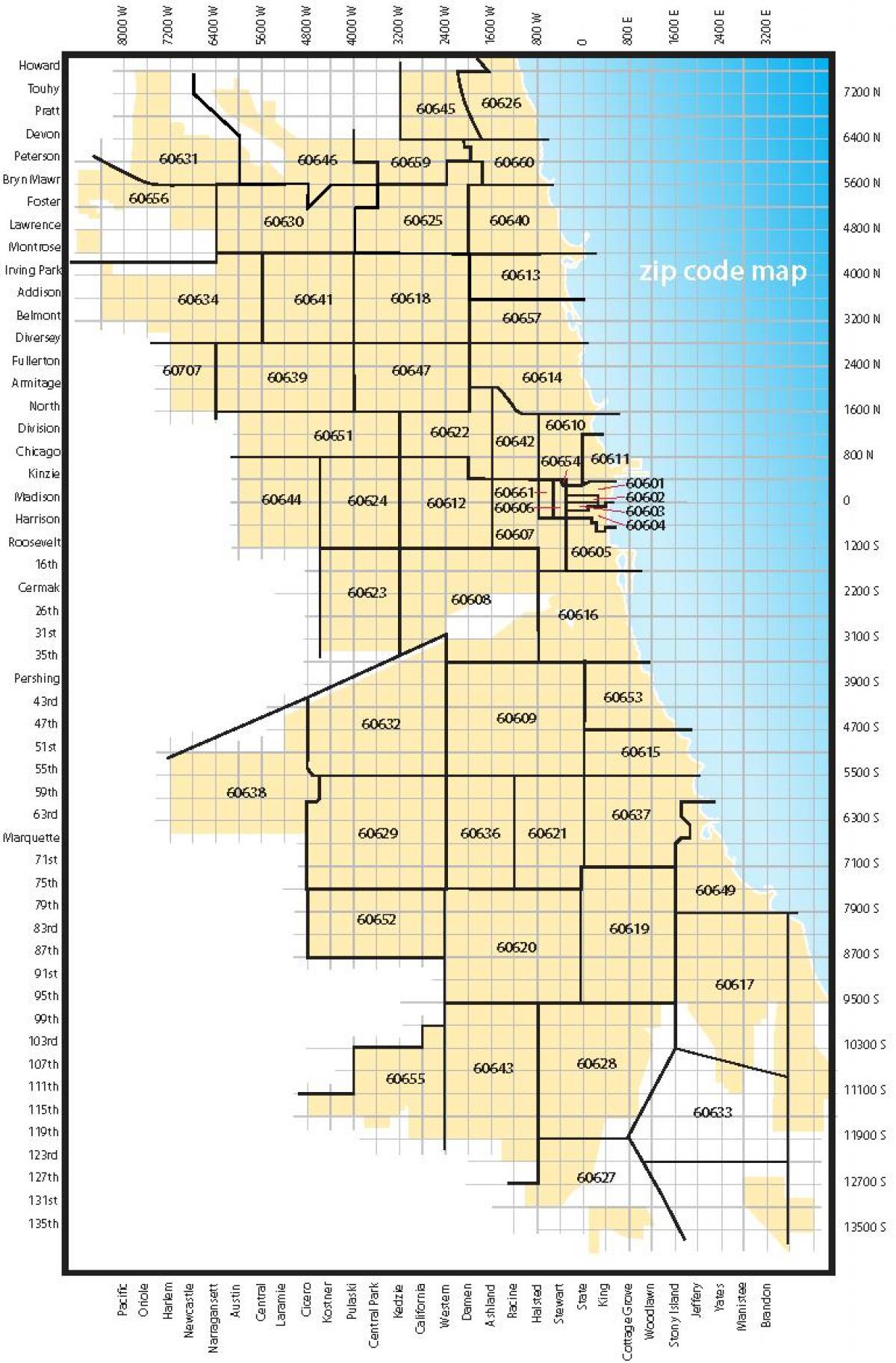 नक्शे के शिकागो ज़िप कोड