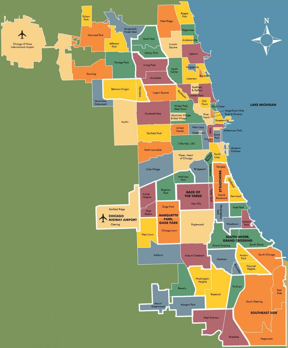 नक्शे के पड़ोस में शिकागो