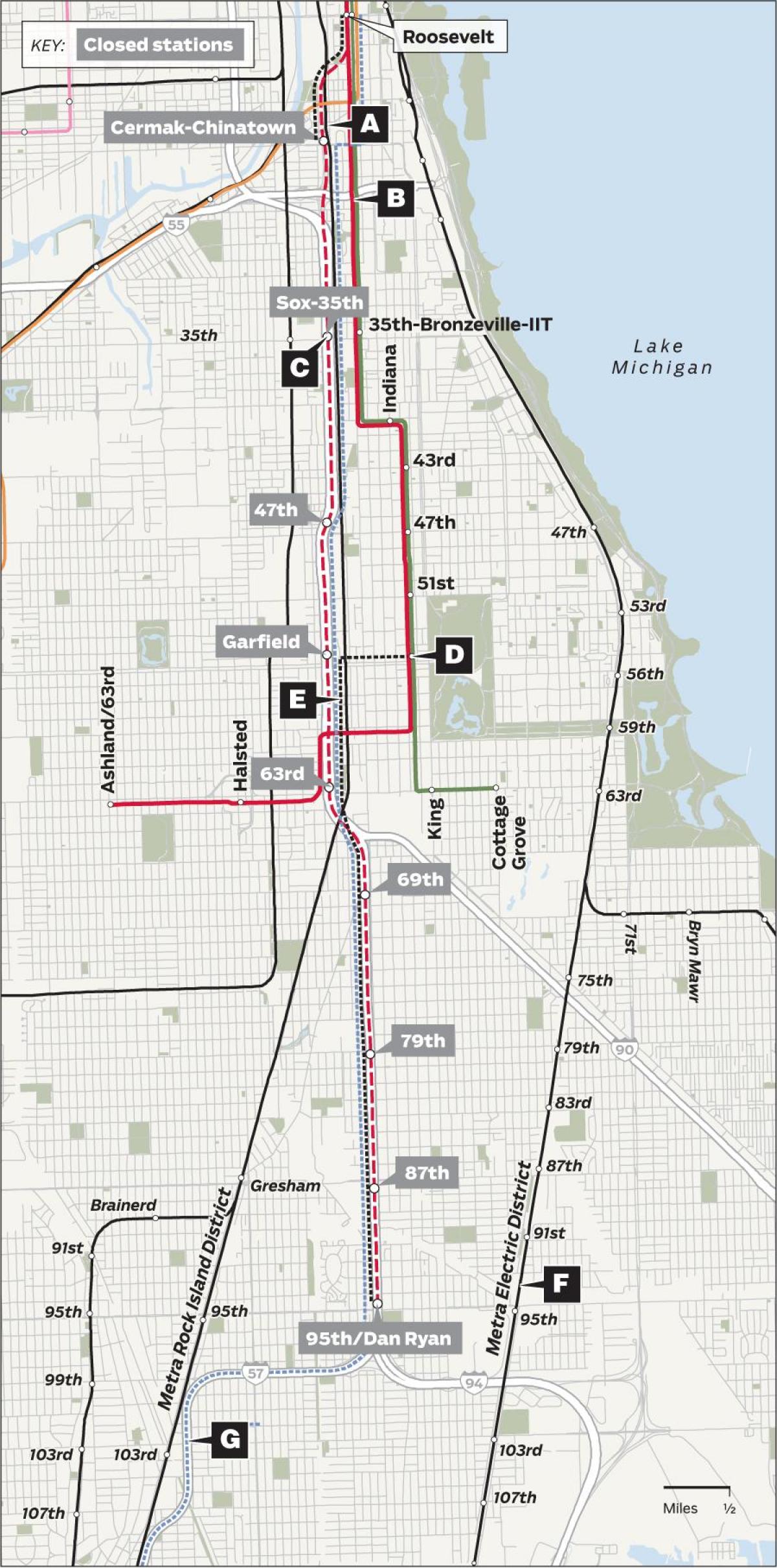रेडलाइन शिकागो के नक्शे