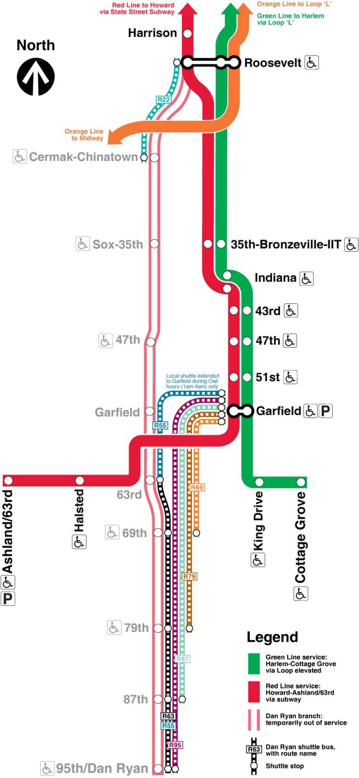 शिकागो सीटीए लाल रेखा के नक्शे