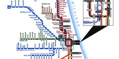 शिकागो रेल प्रणाली का नक्शा