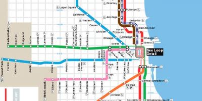 नक्शा शिकागो की ब्लू लाइन
