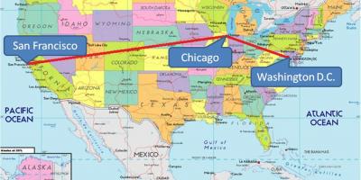 पर शिकागो संयुक्त राज्य अमेरिका का नक्शा