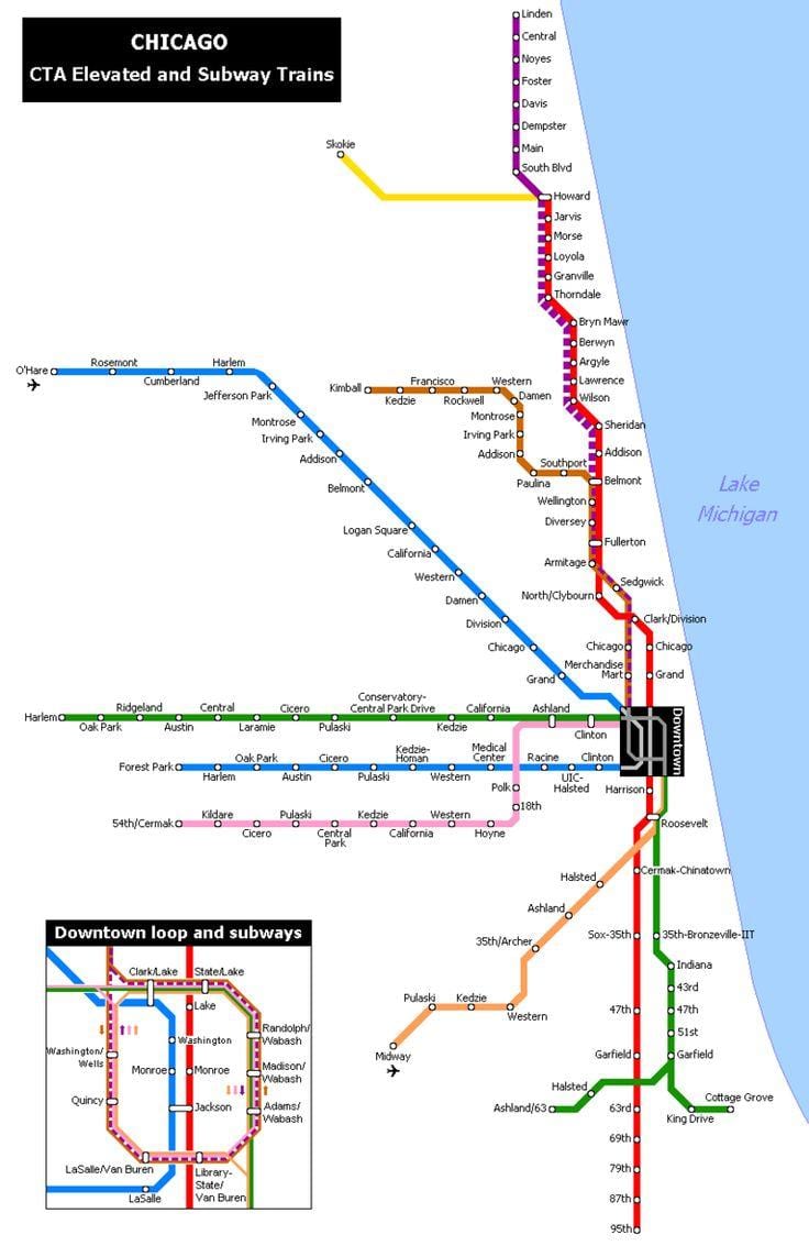 नक्शा मेट्रो शिकागो के