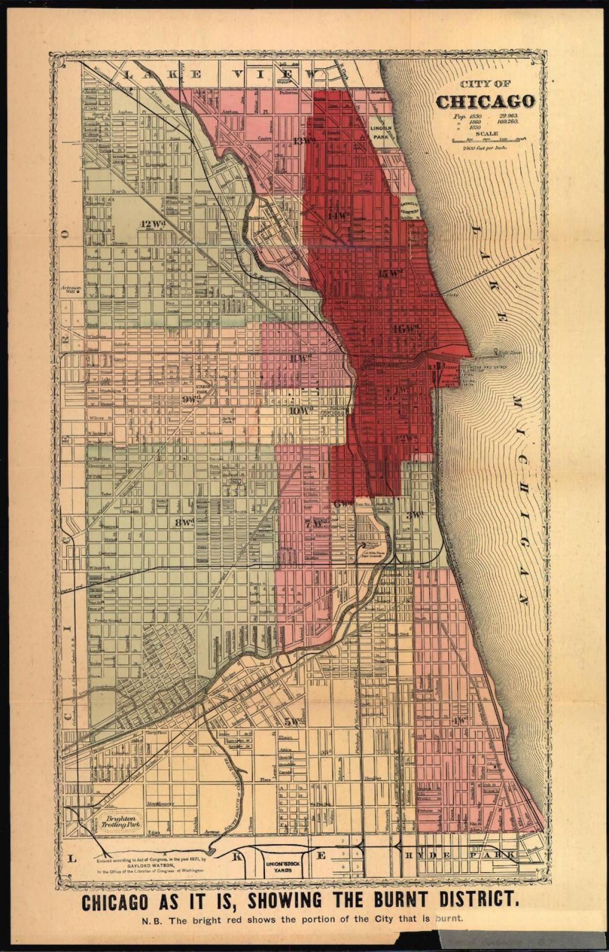 के नक्शे ग्रेट शिकागो आग