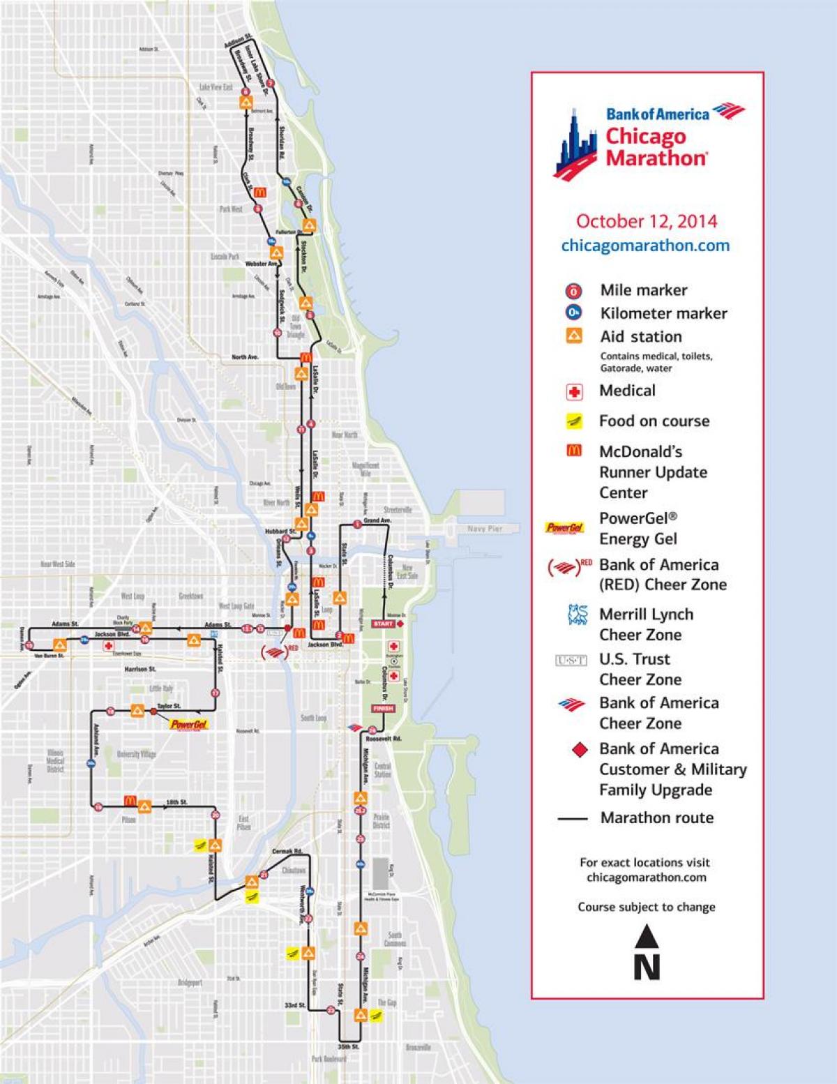 शिकागो मैराथन दौड़ का नक्शा